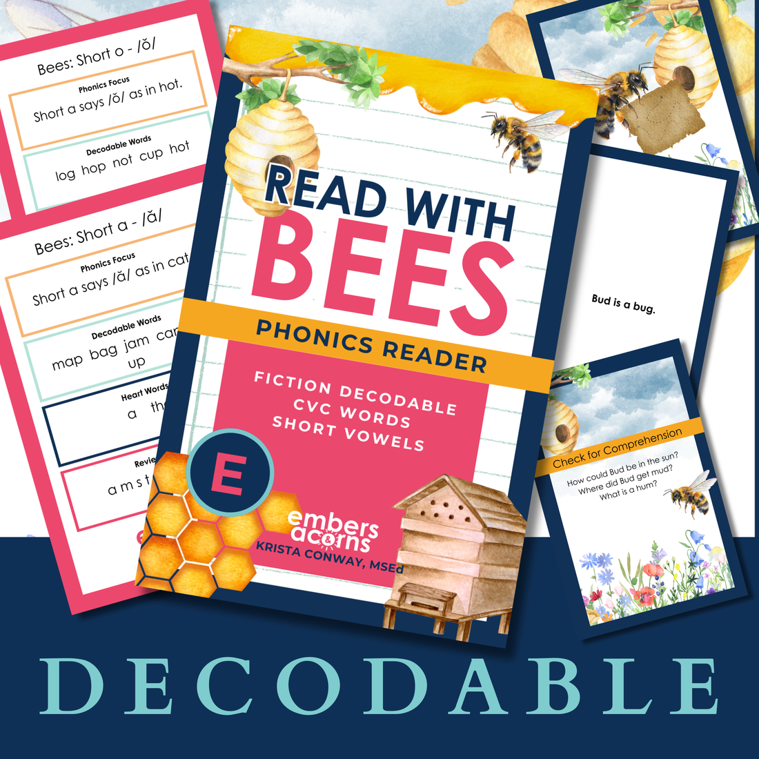 Read with Bees Emergent Reader: Short Vowel CVC